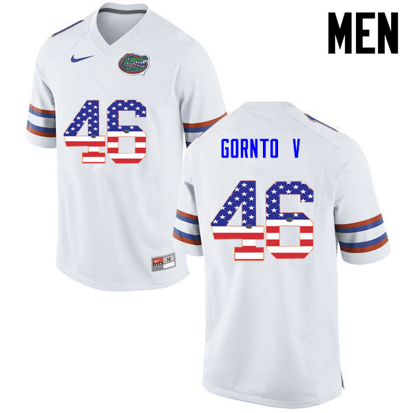 Men Florida Gators #46 Harry Gornto V College Football USA Flag Fashion Jerseys-White